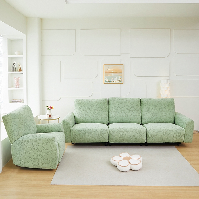 91家纺网 家纺一手货源 找家纺 丝绮鹿 2024新款雕花绒年华系列-芝华士沙发套 草绿