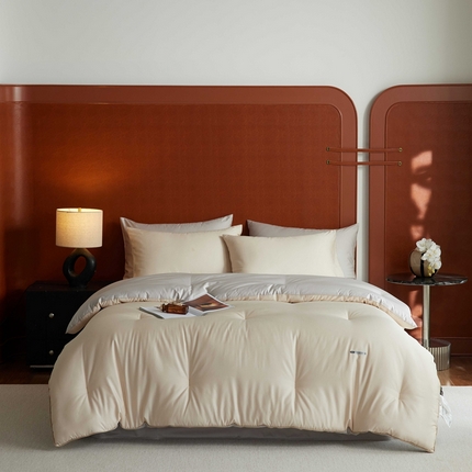 91家纺网 家纺一手货源 找家纺 丽笙 2024新款100S长绒棉纯棉懒宝儿嵌绳款四季被 喀纳斯金