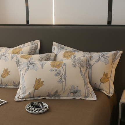 大吉 2024新款全棉磨毛单枕套 花叶