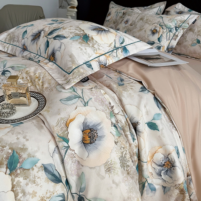 91家纺网 家纺一手货源 找家纺 棠颂家纺 2025新款澳棉加厚磨毛数码印花四件套（礼盒款） 梵音