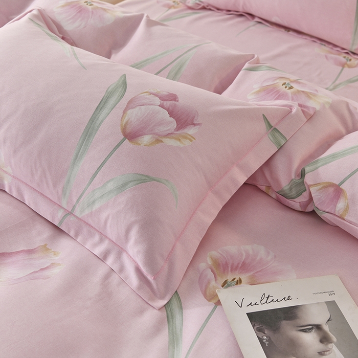 91家纺网 家纺一手货源 找家纺 大吉 2024新款全棉磨毛单枕套 郁金香