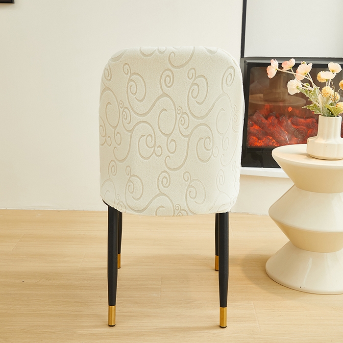 91家纺网 家纺一手货源 找家纺 丝绮鹿 2024新款雕花绒年华系列-弧形椅子套 米白