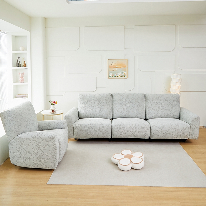 91家纺网 家纺一手货源 找家纺 丝绮鹿 2024新款雕花绒年华系列-芝华士沙发套 浅灰