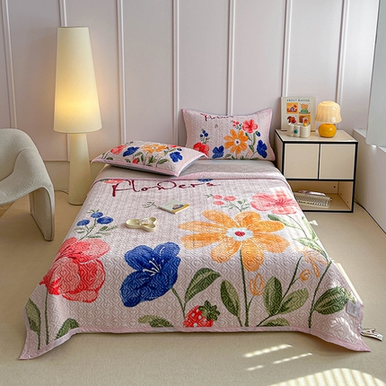 91家纺网 家纺一手货源 找家纺 源舜家纺 2025新款AB版云貂绒床盖 彼岸花开