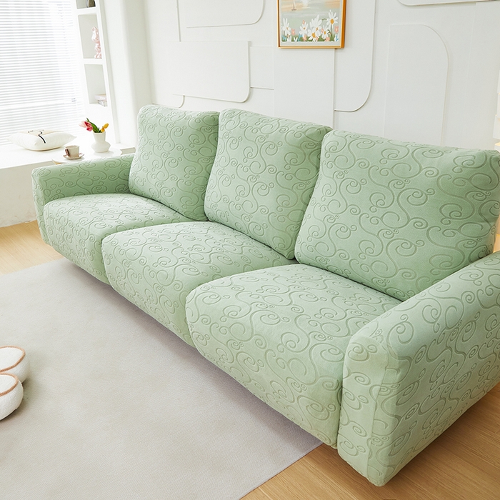 91家纺网 家纺一手货源 找家纺 丝绮鹿 2024新款雕花绒年华系列-芝华士沙发套 草绿