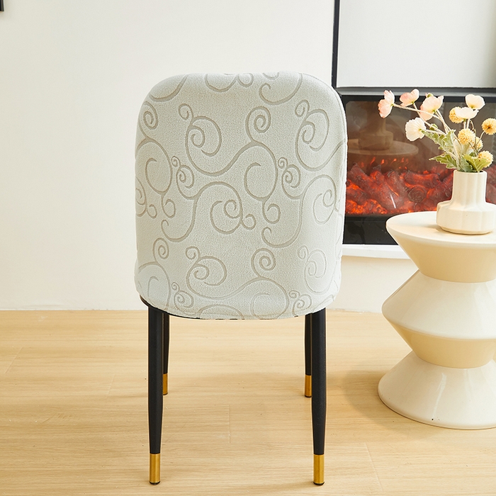 91家纺网 家纺一手货源 找家纺 丝绮鹿 2024新款雕花绒年华系列-弧形椅子套 浅灰