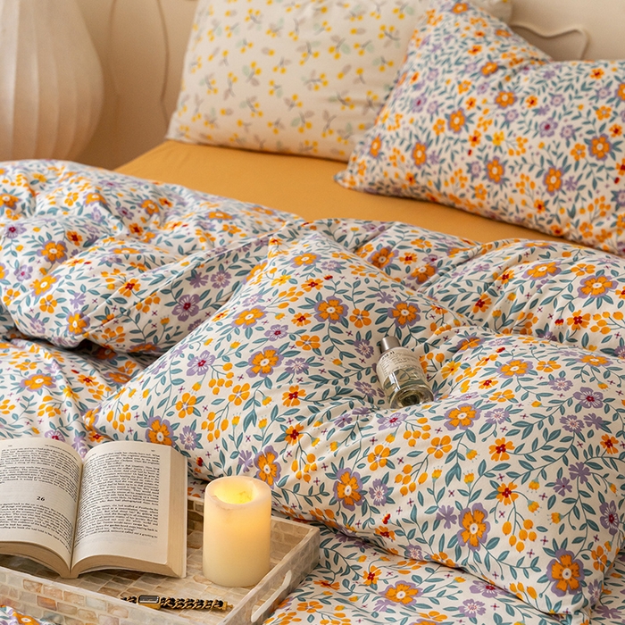 91家纺网 家纺一手货源 找家纺 华超针织 2024新款全棉天竺棉印花四件套系列 花语