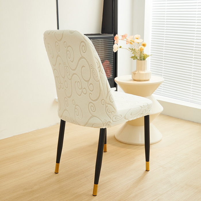 91家纺网 家纺一手货源 找家纺 丝绮鹿 2024新款雕花绒年华系列-弧形椅子套 米白