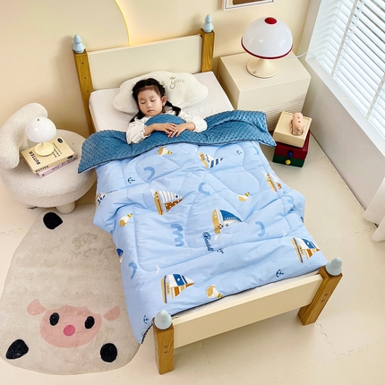 吉咪兔 24年新款幼儿园卡通全棉豆豆被冬季纯棉儿童豆豆毯加厚棉被安抚秋冬宝宝被子 扬帆起航