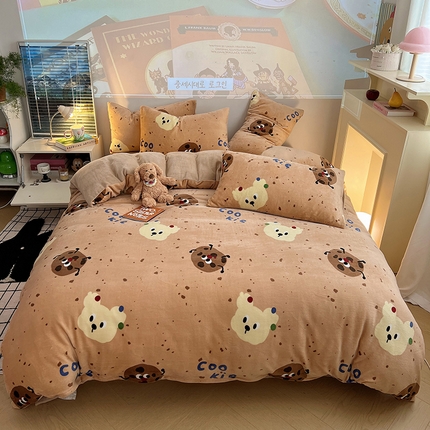 91家纺网 家纺一手货源 找家纺 （总）瑞莱 2024新款印花牛奶绒四件套-ins少女系列