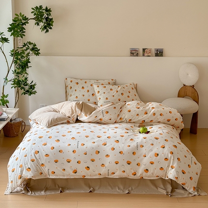 华超针织 2024新款全棉天竺棉印花四件套系列 柿柿如意