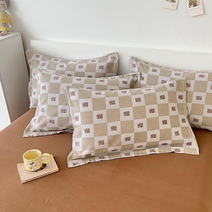 91家纺网 家纺一手货源 找家纺 大吉 2024新款全棉磨毛单枕套 棋盘格