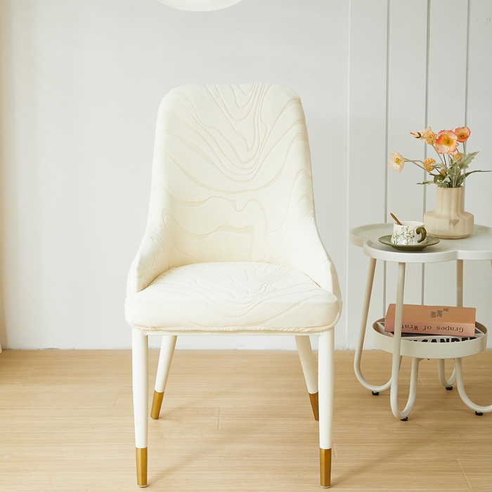 91家纺网 家纺一手货源 找家纺 丝绮鹿 2024新款雕花绒曲意系列-小扶手弧形椅套 米白