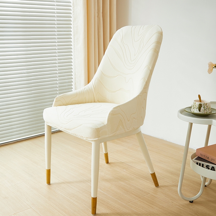 91家纺网 家纺一手货源 找家纺 丝绮鹿 2024新款雕花绒曲意系列-小扶手弧形椅套 米白