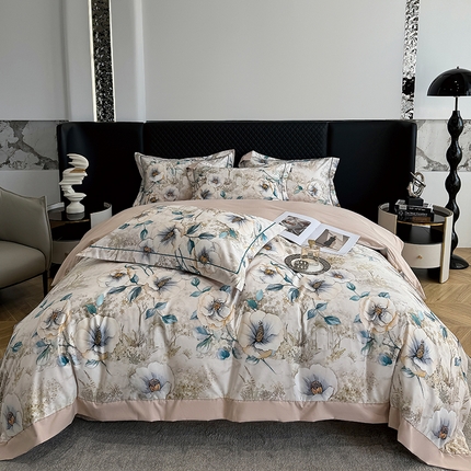 91家纺网 家纺一手货源 找家纺 棠颂家纺 2025新款澳棉加厚磨毛数码印花四件套（礼盒款） 梵音