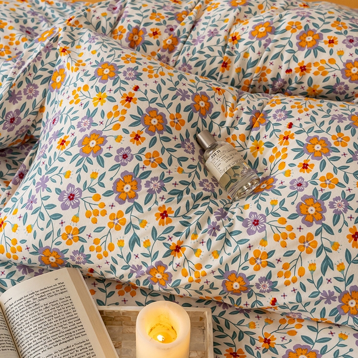 91家纺网 家纺一手货源 找家纺 华超针织 2024新款全棉天竺棉印花四件套系列 花语