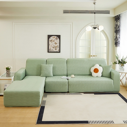 91家纺网 家纺一手货源 找家纺 （总）丝绮鹿 2024新款提花绒水波纹系列沙发套松紧款（贵妃图）