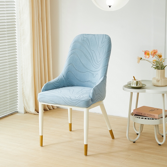 91家纺网 家纺一手货源 找家纺 丝绮鹿 2024新款雕花绒曲意系列-小扶手弧形椅套 淡蓝