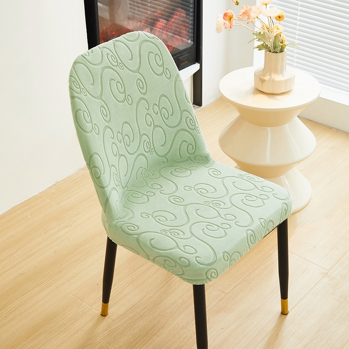 91家纺网 家纺一手货源 找家纺 丝绮鹿 2024新款雕花绒年华系列-弧形椅子套 草绿