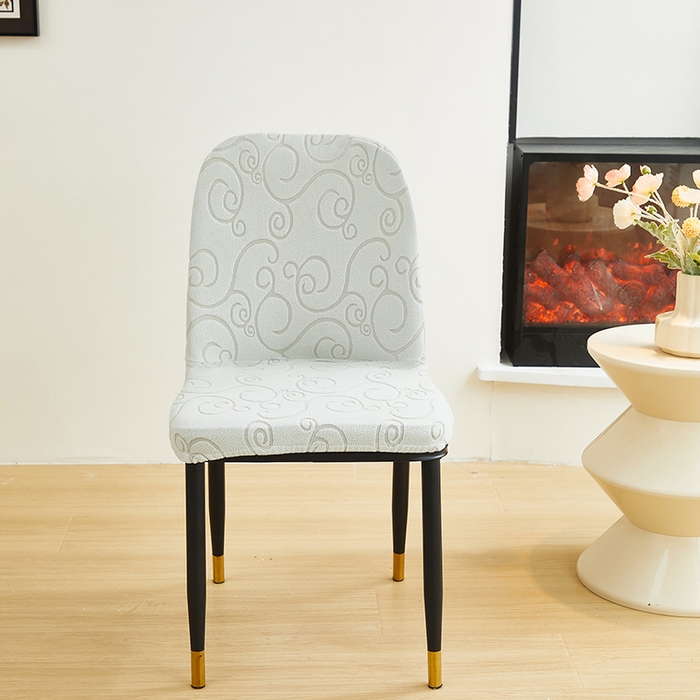 91家纺网 家纺一手货源 找家纺 丝绮鹿 2024新款雕花绒年华系列-弧形椅子套 浅灰