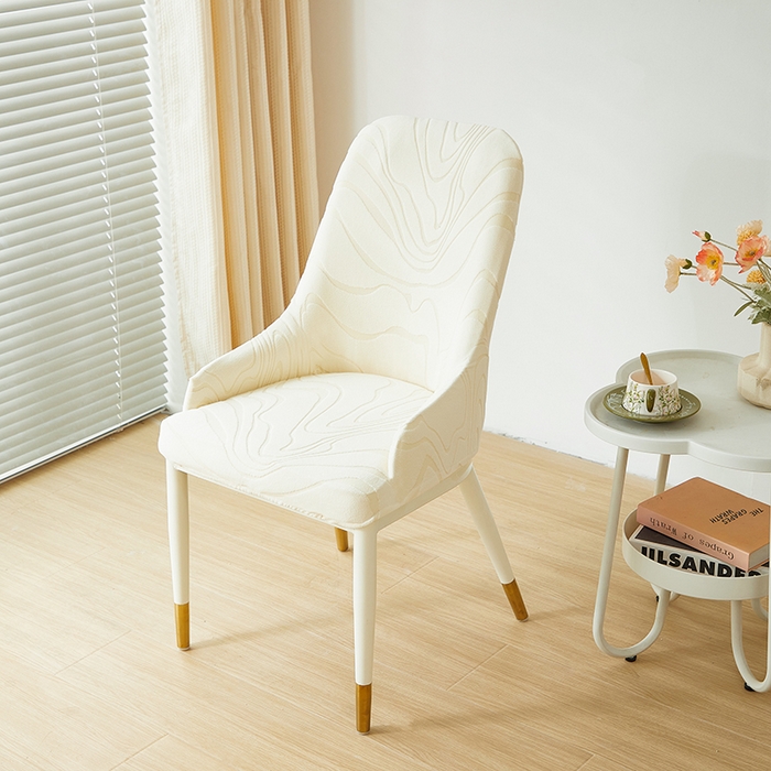 91家纺网 家纺一手货源 找家纺 丝绮鹿 2024新款雕花绒曲意系列-小扶手弧形椅套 米白