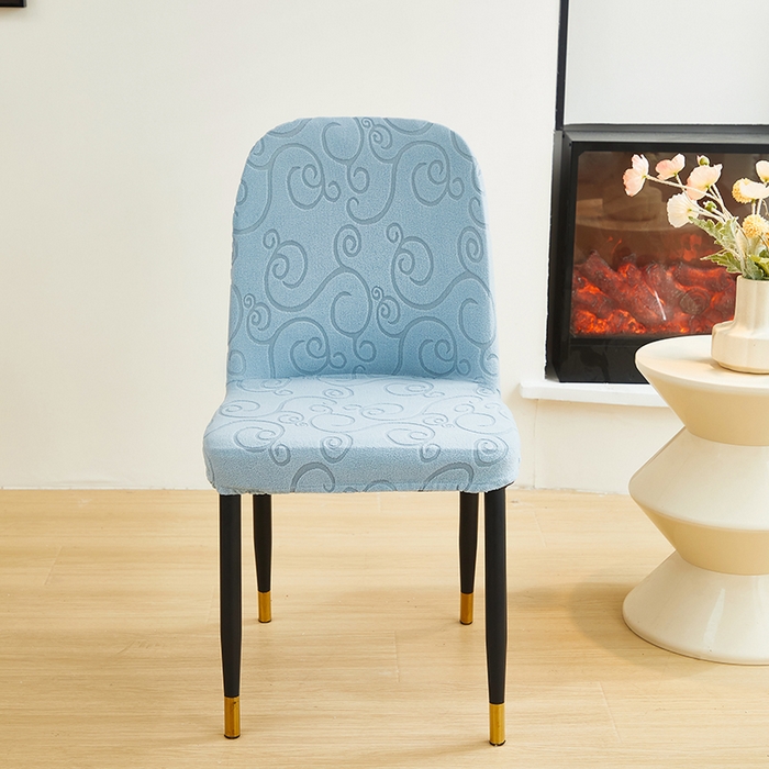 91家纺网 家纺一手货源 找家纺 丝绮鹿 2024新款雕花绒年华系列-弧形椅子套 淡蓝