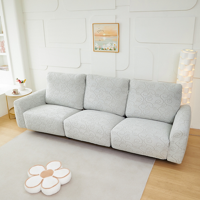 91家纺网 家纺一手货源 找家纺 丝绮鹿 2024新款雕花绒年华系列-芝华士沙发套 浅灰