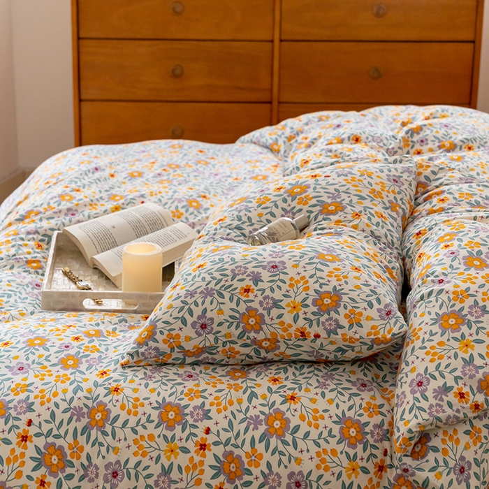 91家纺网 家纺一手货源 找家纺 华超针织 2024新款全棉天竺棉印花四件套系列 花语