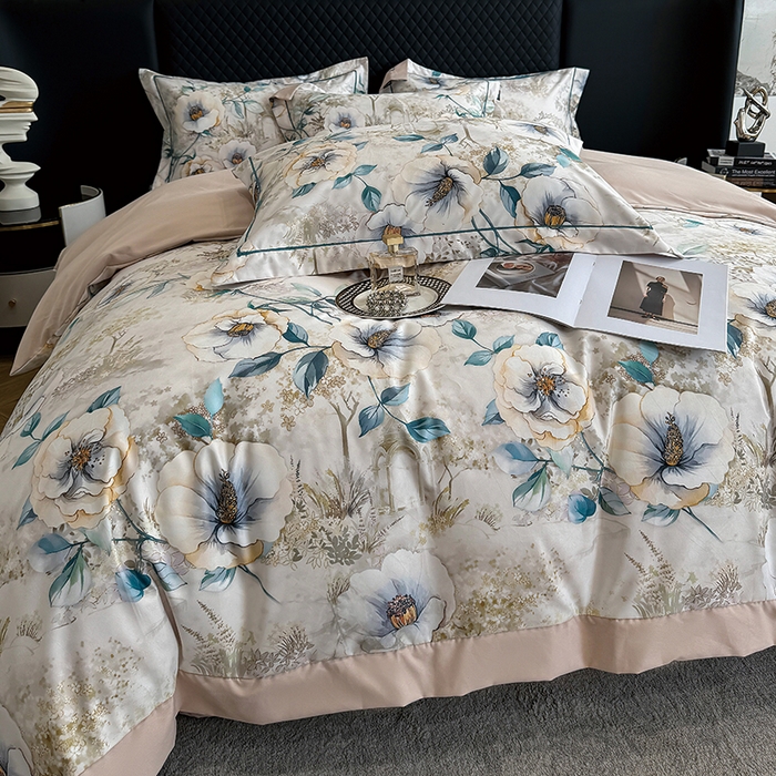 91家纺网 家纺一手货源 找家纺 棠颂家纺 2025新款澳棉加厚磨毛数码印花四件套（礼盒款） 梵音