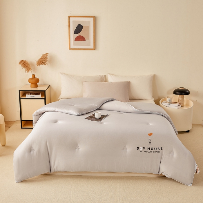 91家纺网 家纺一手货源 找家纺 鸣升家纺 新款A类婴儿级牛奶针织棉冬被春秋被加厚冬被 针织棉-月光灰