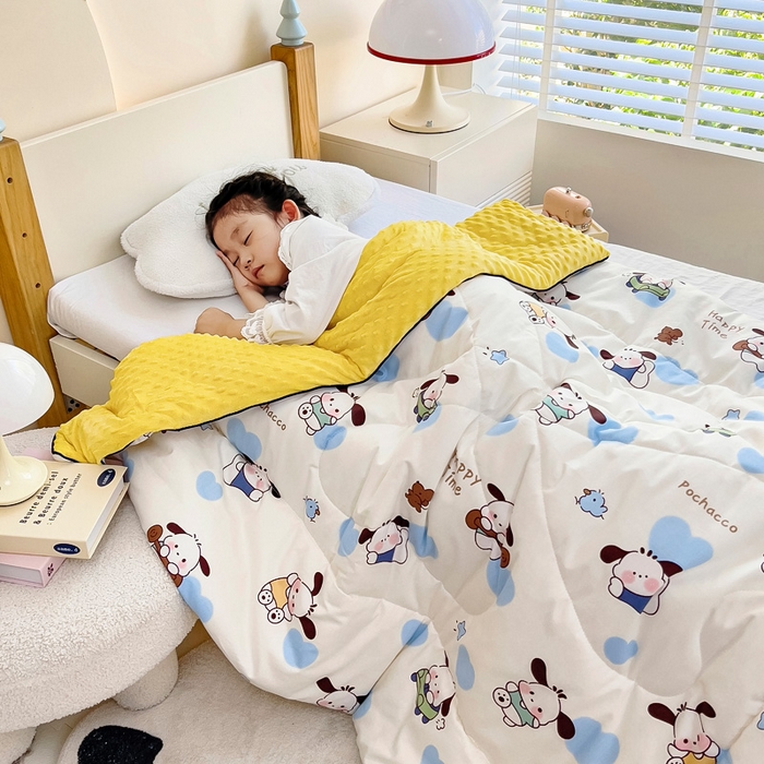 91家纺网 家纺一手货源 找家纺 吉咪兔 24年新款幼儿园卡通全棉豆豆被冬季纯棉儿童豆豆毯加厚棉被安抚秋冬宝宝被子 小狗萌萌