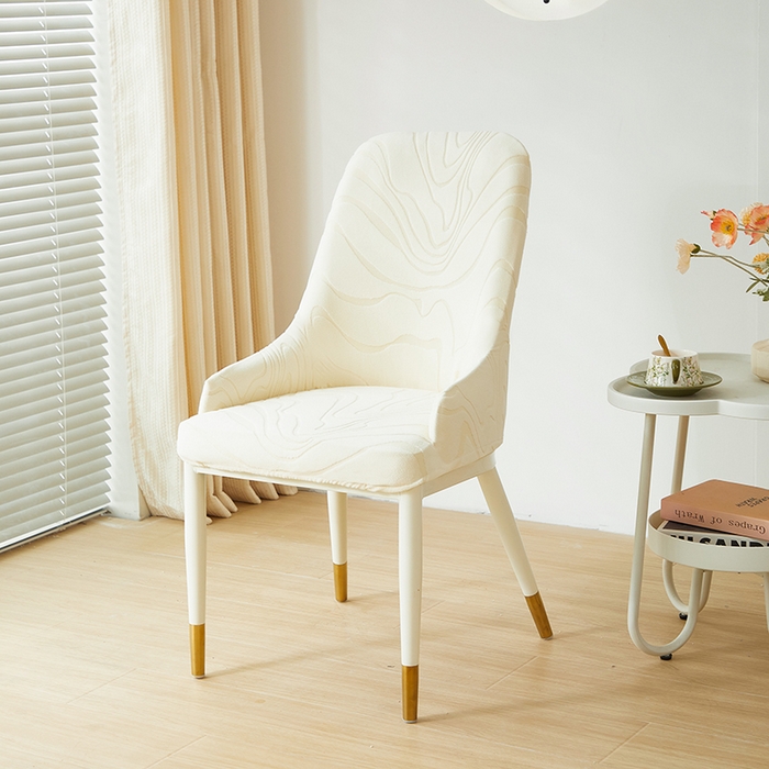 91家纺网 家纺一手货源 找家纺 丝绮鹿 2024新款雕花绒曲意系列-小扶手弧形椅套 米白