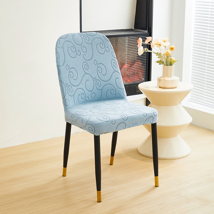 91家纺网 家纺一手货源 找家纺 丝绮鹿 2024新款雕花绒年华系列-弧形椅子套 淡蓝