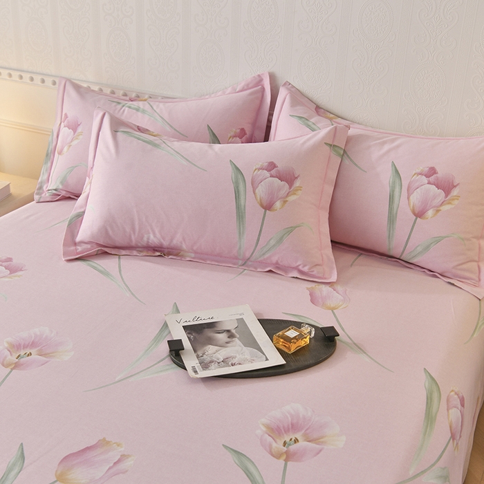 91家纺网 家纺一手货源 找家纺 大吉 2024新款全棉磨毛单枕套 郁金香