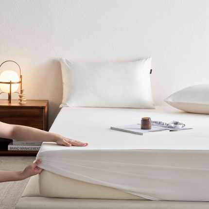 91家纺网 家纺一手货源 找家纺 丽笙 2024新款100S长绒棉纯棉懒宝儿床笠单件单床笠 莫斯云白