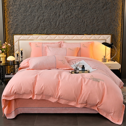 小时代家纺 2024新款全棉60支轻磨毛肌理纹夹棉床盖四件套-珂洛 珂洛-香妃玉