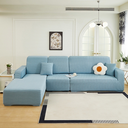 91家纺网 家纺一手货源 找家纺 （总）丝绮鹿 2024新款提花绒水波纹系列沙发套松紧款（贵妃图）