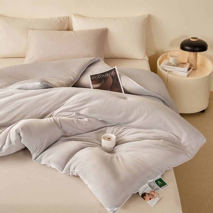 91家纺网 家纺一手货源 找家纺 鸣升家纺 新款A类婴儿级牛奶针织棉冬被春秋被加厚冬被 针织棉-月光灰