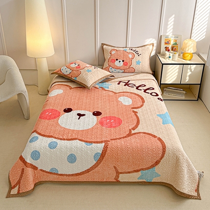 91家纺网 家纺一手货源 找家纺 源舜家纺 2025新款AB版云貂绒床盖 哈喽熊