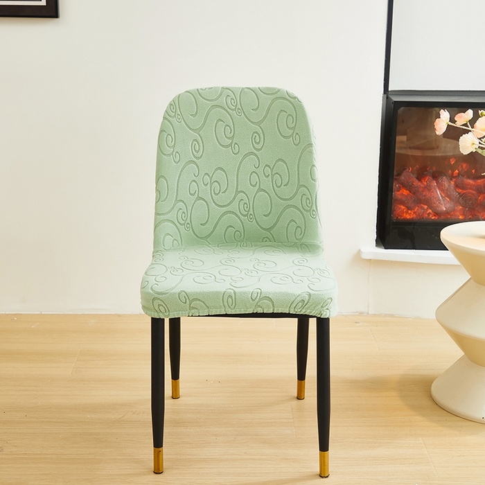 91家纺网 家纺一手货源 找家纺 丝绮鹿 2024新款雕花绒年华系列-弧形椅子套 草绿
