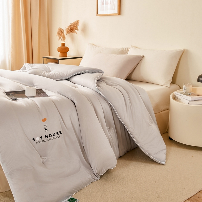 91家纺网 家纺一手货源 找家纺 鸣升家纺 新款A类婴儿级牛奶针织棉冬被春秋被加厚冬被 针织棉-月光灰