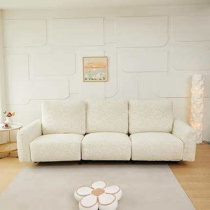91家纺网 家纺一手货源 找家纺 丝绮鹿 2024新款雕花绒年华系列-芝华士沙发套 米白