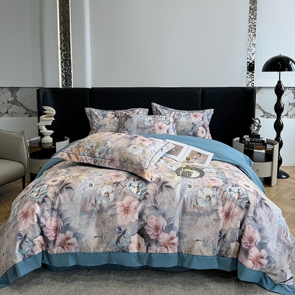 91家纺网 家纺一手货源 找家纺 棠颂家纺 2025新款澳棉加厚磨毛数码印花四件套（礼盒款） 瑶华