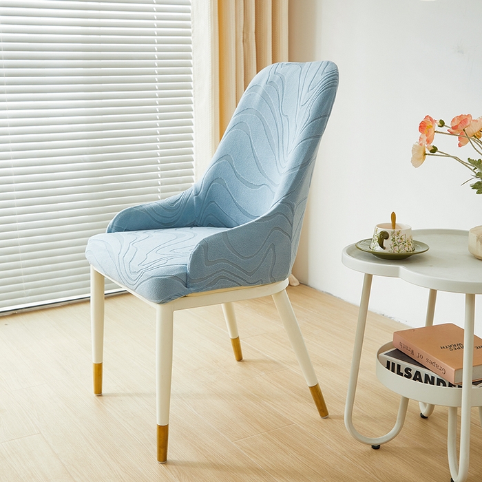 91家纺网 家纺一手货源 找家纺 丝绮鹿 2024新款雕花绒曲意系列-小扶手弧形椅套 淡蓝