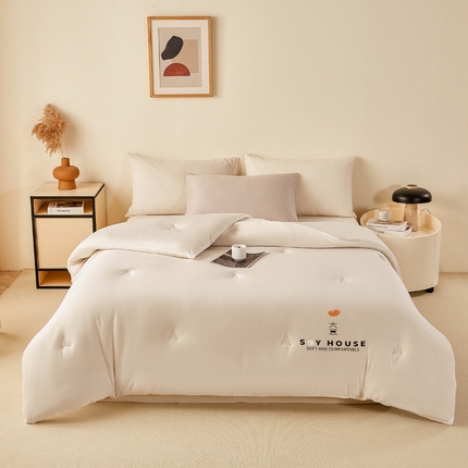 鸣升家纺 新款A类婴儿级牛奶针织棉冬被春秋被加厚冬被 针织棉-米白