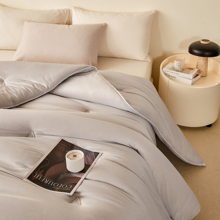 91家纺网 家纺一手货源 找家纺 鸣升家纺 新款A类婴儿级牛奶针织棉冬被春秋被加厚冬被 针织棉-月光灰