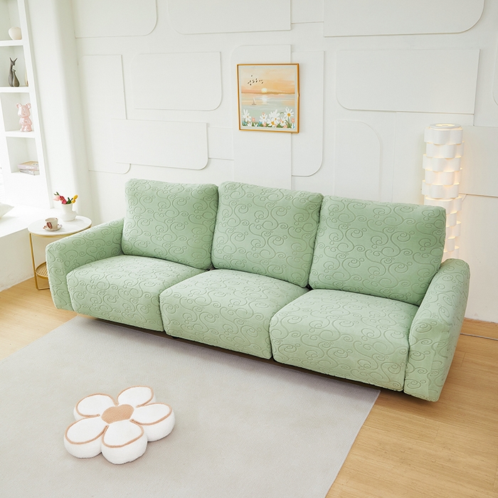 91家纺网 家纺一手货源 找家纺 丝绮鹿 2024新款雕花绒年华系列-芝华士沙发套 草绿