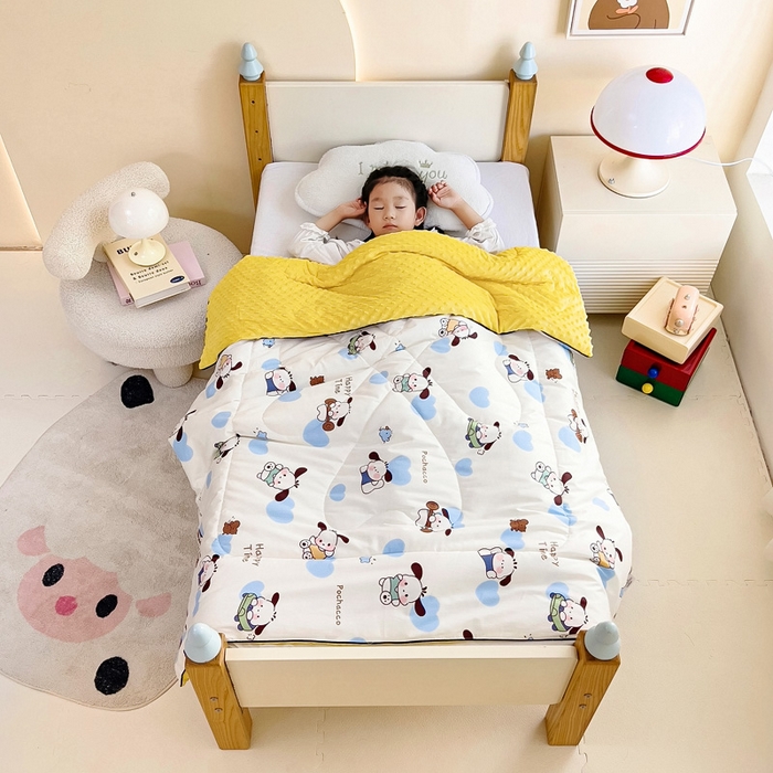 91家纺网 家纺一手货源 找家纺 吉咪兔 24年新款幼儿园卡通全棉豆豆被冬季纯棉儿童豆豆毯加厚棉被安抚秋冬宝宝被子 小狗萌萌