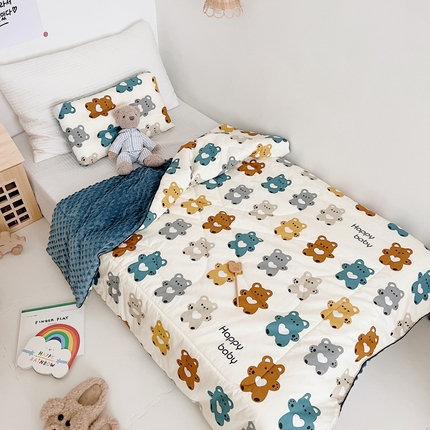 91家纺网 家纺一手货源 找家纺 （总）吉咪兔 24年新款幼儿园卡通全棉豆豆被冬季纯棉儿童豆豆毯加厚棉被安抚秋冬宝宝被子