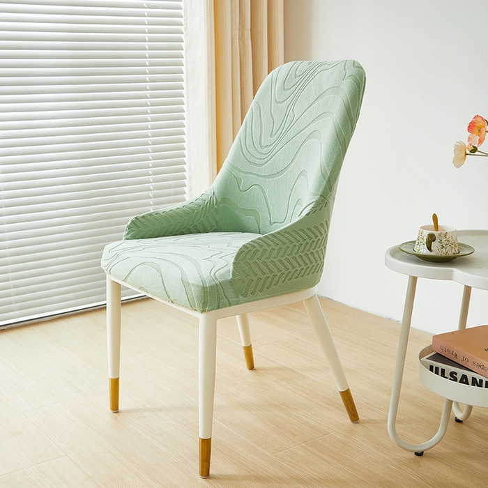 91家纺网 家纺一手货源 找家纺 丝绮鹿 2024新款雕花绒曲意系列-小扶手弧形椅套 草绿